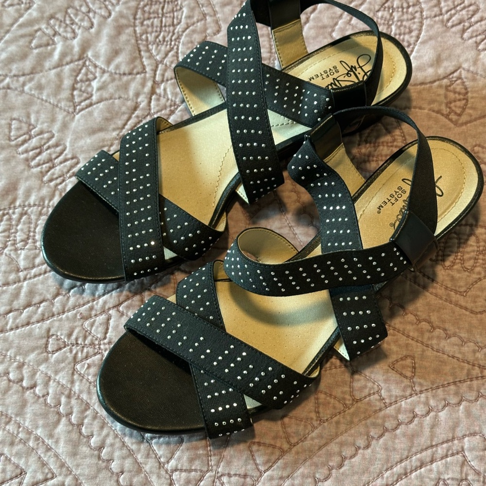 Life Stride Black Sandals with Studded Straps